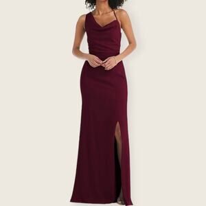 NWT | After Six | One-Shoulder Draped Cowl Maxi Dress | Cabernet | Size 0